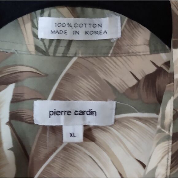 Pierre Cardin Men's Beige Tropical Print Short Sleeve Button Down Hawaiian Shirt - Picture 7 of 7